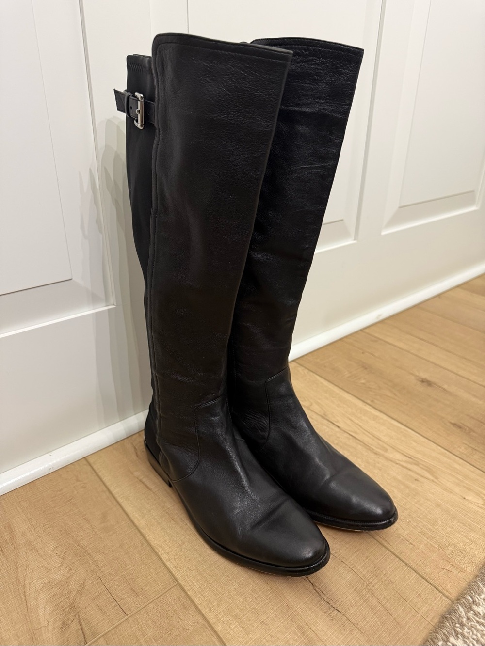 Coach Leather “Lilac” Black Leather Knee-High Riding Boots